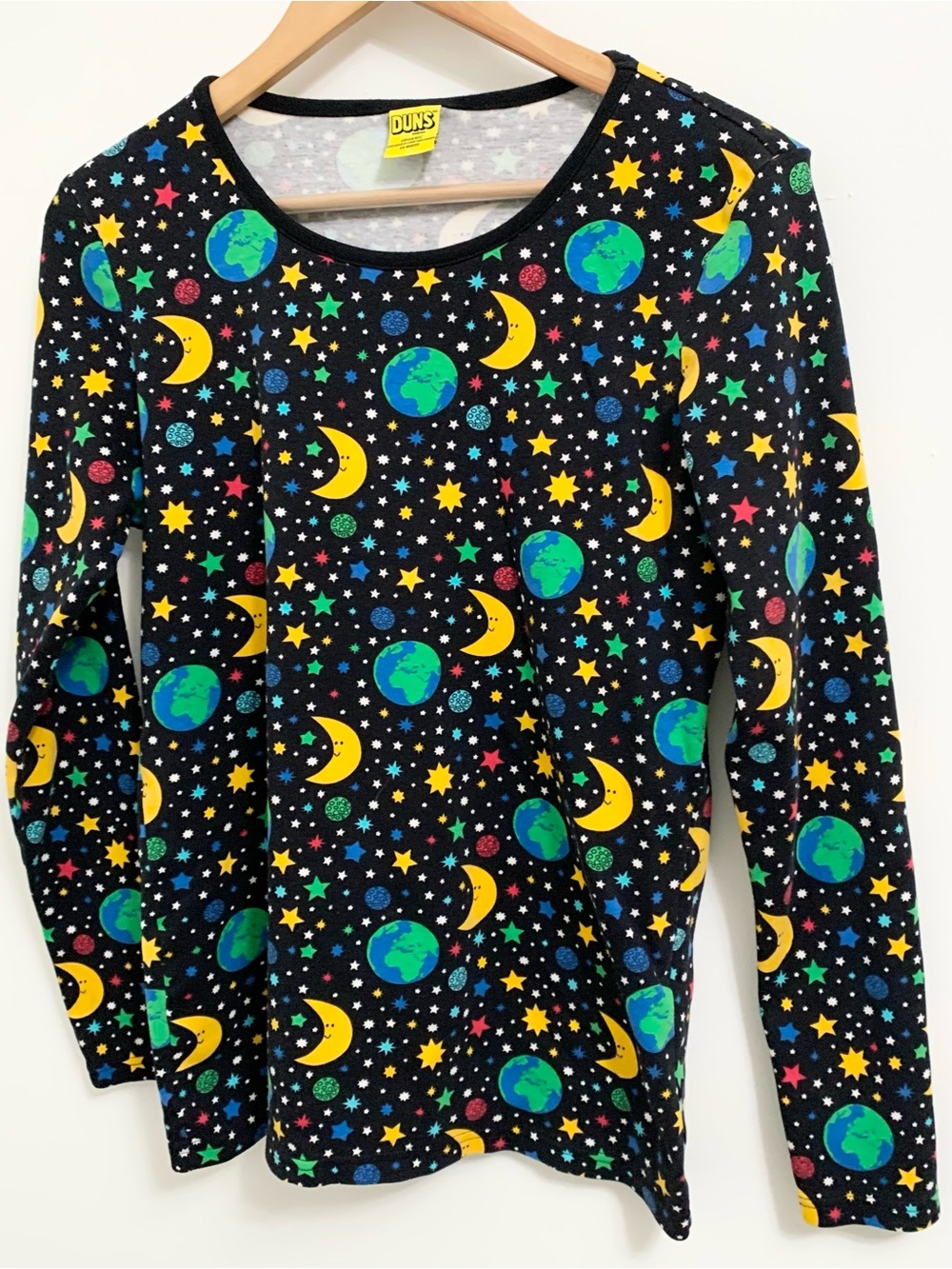 DUNS Sweden Organic Cotton Celestial Mother Earth Shirt Long Sleeve Tee WOMEN L